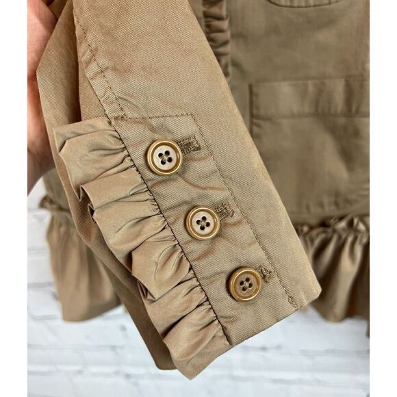 J.CREW beige chino ruffles stretch cotton pockets jacket blazer size 00 NWOT - Picture 7 of 13
